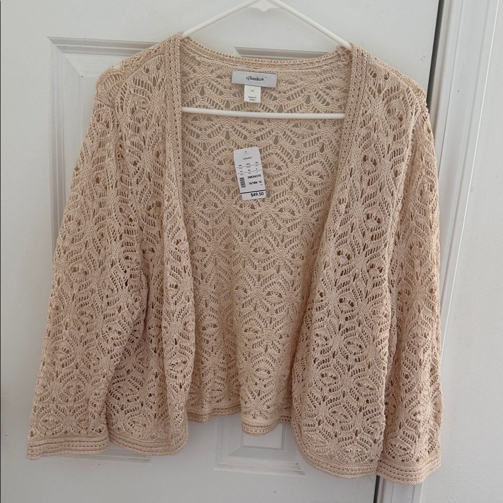 CJ Banks Beige Open-Front Cardigan Size 1X Or 16/18W NWT